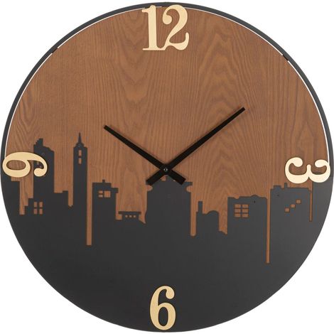 Horloge murale en métal noir, diam. 60 x 2 cm, City (1/5)