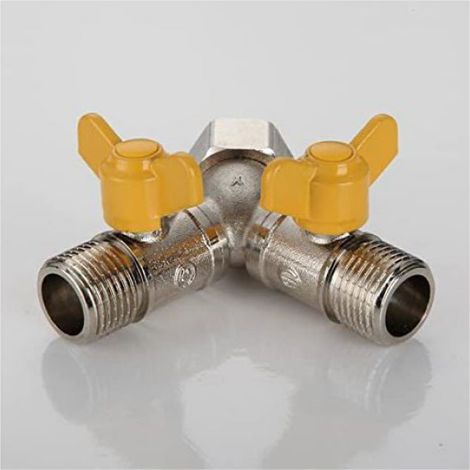 Robinet À Boisseau Sphérique À Gaz - 2 Voies Avec Commande Individuelle - Raccord En Y 1/2 Pouces - Pour Installation Gaz Domestique Ou Industrielle - 1 Pièce (1/2)