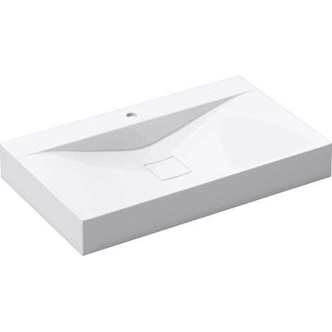 Mai & Mai Lavabo da Appoggio 80x48x10cm,Lavabo Bagno Sospeso Lavandino Bagno Rettangolare Colossum810 da Marmo Fuso
