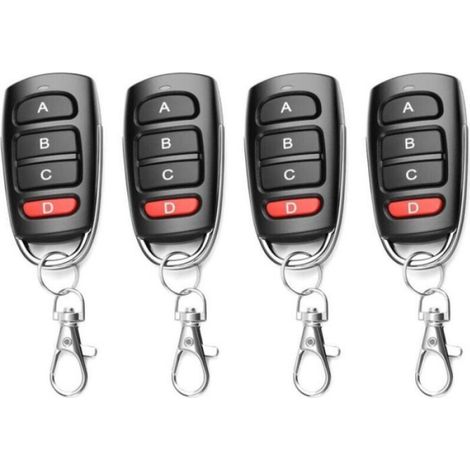 Telecommande Universelle Portail - 433 Mhz - Compatible Codes 2260 2262 1527 HT600 SC5262 - Pour Porte Garage Portail Barriere Volet Roulant - 4 Unites (1/4)