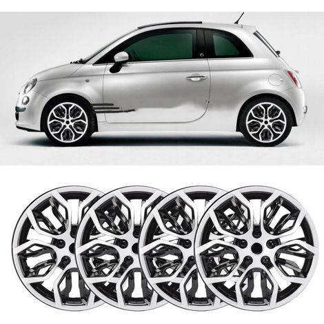 Satz mit 4 Radkappen für 14-Zoll-Felgen, Rundumschutz, elegante Optik, universelle R14-Kompatibilität, für die meisten Pkw, Lkw und SUVs, silber und schwarz. (1/5)