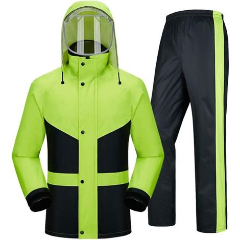 Rain Suit for Men Women Rain Clothes Jacket Pants Set Waterproof High Visibility Windproof Hooded Waterproof Work Motorcycle Golf Fishing (1/5)