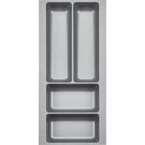 ORGA-BOX 2 Besteckeinsatz Tiefe 462 mm für Nobilia Küchen Canvas-Struktur silbergrau Schubladeneinsatz Breite 209 mm für Schubladen 300 mm