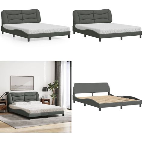 Bett mit Matratze Dunkelgrau 160x200 cm Stoff - Betten - Doppelbetten - Boxspringbetten - Matratzen - Wohnbereich - Home & Living (1/5)