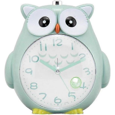 Veilleuse silencieuse à balayage en forme de hibou mignon, réveil bicolore pour enfants et étudiants - Vert (1/5)