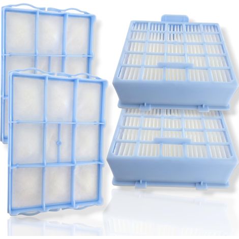 DL-pro Packung mit 2 Motorschutzfiltern + 2 Abgasfilterpatronen für Bosch Siemens 00578863 00578731 BBZ153HF BBZ192MAF VZ01MSF