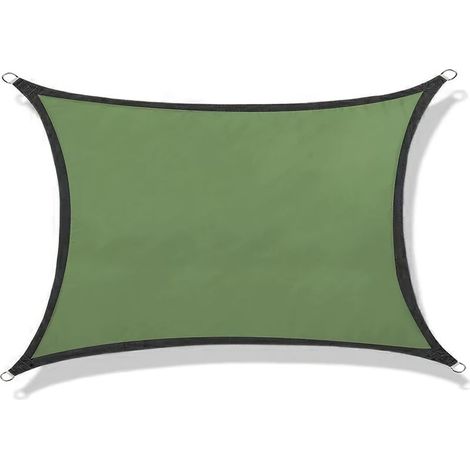 Voile d'ombrage extérieure, protection solaire et anti-UV, grande surface de couverture, adaptée à la plage, terrasse et tentes de jardin, disponible en vert armée, kaki, violet et gris, avec 4 cordes (1/2)