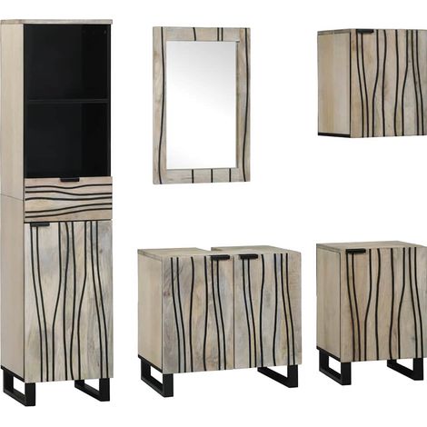 vidaXL Set di mobili per il bagno con cassetto 5 pcs Marrone noce (1/5)