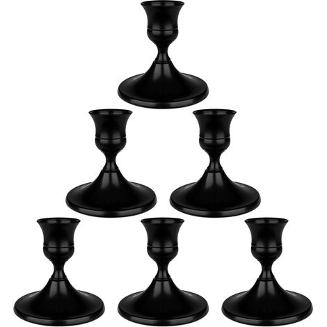 Ein Set aus 6 konischen Kerzenständern aus schwarzem Metall, perfekt für Tischdekoration, Weihnachten und Inneneinrichtung. (1/5)