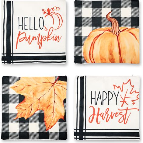 Dekorative Kissenbezüge für die Thanksgiving-Party – 4 Stück, 45 x 45 cm, Leinen – Kissenbezug-Set (1/5)