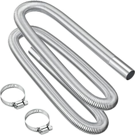 Tuyau d'échappement, 200cm Portable Flexible Tuyau d'échappement en Acier Inoxydable avec 2 Colliers en Acier IOnoxydable, Tuyau d'Echappement de Voiture(25mm) pour Chauffage Diesel Voiture (1/5)