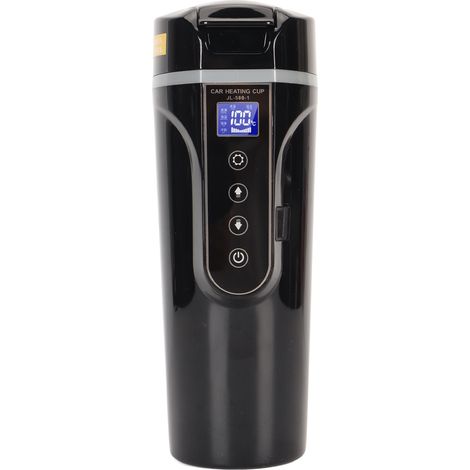 Bouilloire électrique de voyage 500 ml, noire, affichage de la température de l'eau, 96 W, 12 V/24 V, tasse chauffante pour voiture (thé/café). (1/5)