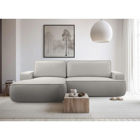 AX LIVING Ablia Sofa L Form mit Schlaffunktion Hellgrau 267 cm breit L