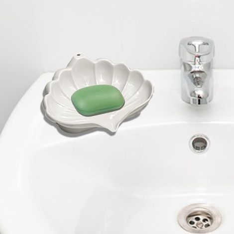 Jabonera con forma de concha – Autodrenante, universal, decorativa para ducha, baño, cocina. (1/5)