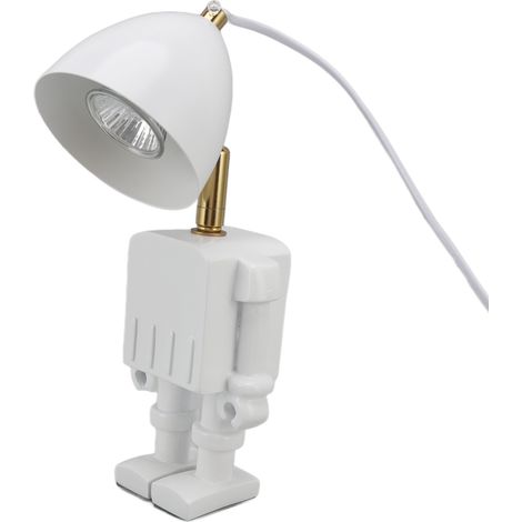 Lampe chauffe-bougie de table en forme de robot, à intensité variable, avec brûleur à bougie et ampoule GU10 35 W à lumière chaude (220 V), prise européenne 110-240 V. (1/5)