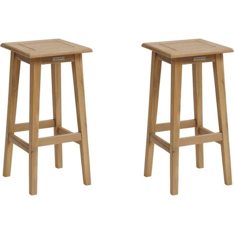 Lot de 2 tabourets hauts de jardin en acacia TIWI (1/4)