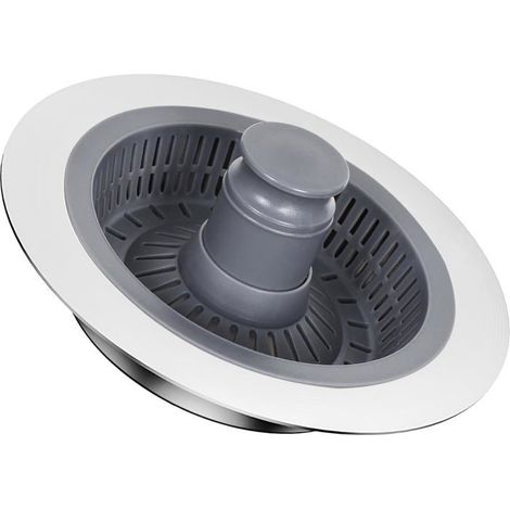 Ecleanfy - Système 3 en 1 pour Évier - Bouchon et Passoire Combo en Inox - Solution Hygiénique Universelle pour Trous 70-86mm (1/5)
