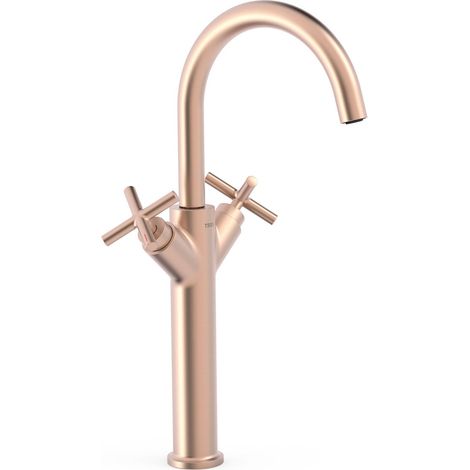 TRES 28380301OPM MONT BLANC Grifo Bimando XXL Para Lavabo Oro Rosa Mate - ref: 28380301OPM