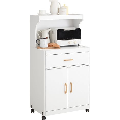 Aparador Auxiliar bajo de Cocina con 2 Puertas y 1 cajón, para microondas,L62 cm x P40 cm x H119 cm FSB12-W SoBuy ES (1/8)