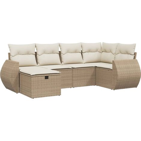 Set Divano da Giardino 6 pz con Cuscini Beige in Polyrattan vidaXL (1/4)