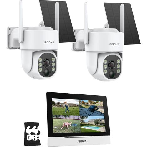 Telecamere di sicurezza, risoluzione 4MP, alimentazione solare, confezione da 2, slot per scheda SD da 64GB (1/2)