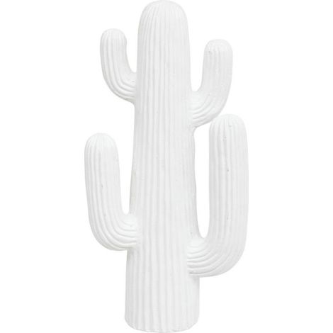 Atmosphera – Cactus artificiel 4 branches déco blanc 38cm – Design strié – Usage intérieur/extérieur – Oxyde de magnésium