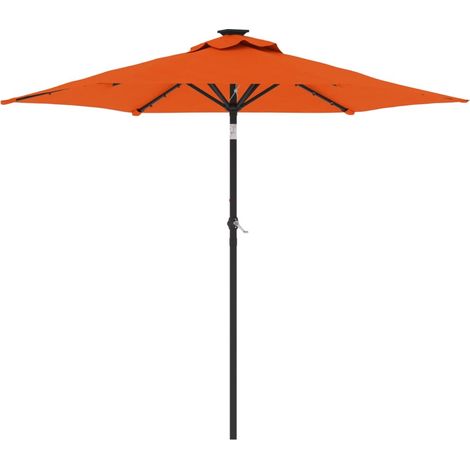 Parasol de jardin LED et mât en acier terre cuite 225x225x212cm (1/5)