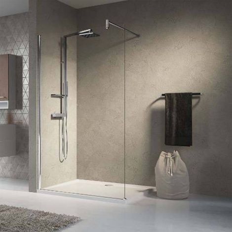 Walk-In NOVELLINI da 114-118 cm - Parete Fissa - H195 cm Struttura Acciaio - Cristallo 5mm - Reversibile