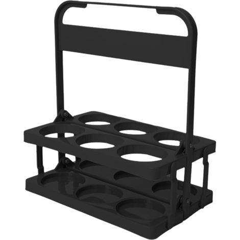 Porte-bouteilles pour 6 bouteilles, panier à boissons, en plastique, porte-gobelet portable, pliable, avec poignée, pour boissons, bière, vin de fruits, champagne (noir) (1/5)