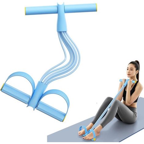 Bauchmuskeltrainer, elastisches Widerstandsband, Fitness-Step-Set mit sechs Tubes für das Heim-Fitnessstudio, Schlafzimmer-Workouts – Blau (1/5)