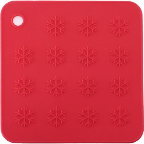Tapis De Cuisine En Silicone - Résistant À La Chaleur Et Antidérapant - Pour Pots Et Plats - Motif Flocon De Neige Rouge (1/2)