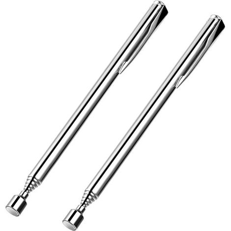 Herramienta telescópica magnética de 2 piezas, Herramienta de agarre magnético de metal, Fácil de transportar, tuercas y pasadores, Negro, Plata