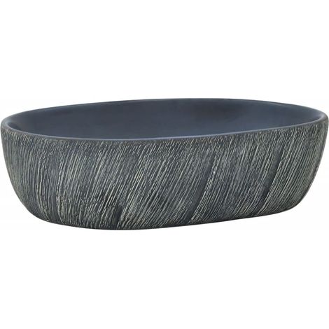 Maison Exclusive - Lavabo da Appoggio Nero e Grigio Ovale 47x33x13 cm Ceramica