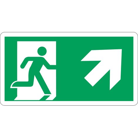 Panneau flèche en haut à droite de sortie de secours ISO 7010 StoreForSigns - Taille: 200400 - Matériau: Rigid PVC