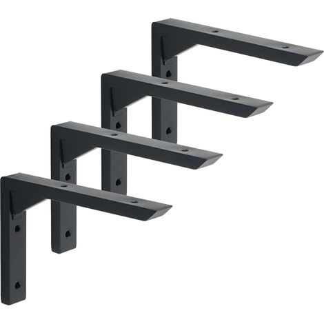 4 Pièces Supports d' Étagère Murale Robustes de 15 CM, Noir (1/5)