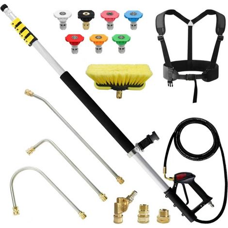 Varan Motors - HPCTR-01 Perche télescopique haute pression 6.7m Lance télescopique pour nettoyage de gouttières, murs, toit etc. (1/5)