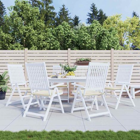 Coussins de chaise jardin-Coussins de chaise de terrasse-Coussins d'extérieur lot de 6 crème 50x50x2cm tissu oxford (1/5)