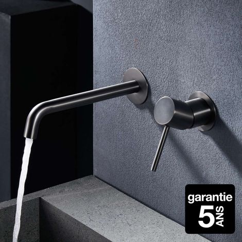 Imex – Mitigeur de lavabo encastré noir gun métal (PVD) – Cartouche céramique 25mm – Corps en laiton – Bec haut pour usage professionnel (1/5)