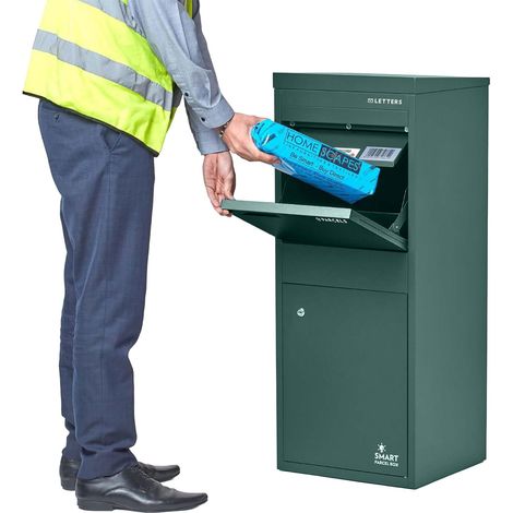 SMART PARCEL BOX™ Large Free Standing Postal Box Letter Box, Front and Back Access, Green (1/5)