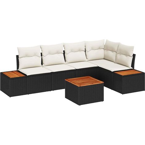 Maison Exclusive - Set Divano da Giardino 5 pz 5-Numero di posti Nero e crema (1/5)