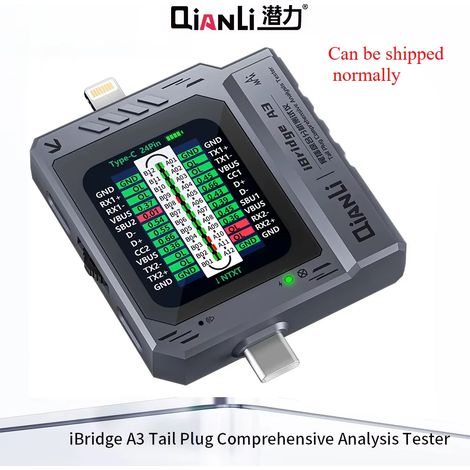 (QIANLI iBridge A3) Détecteur de prise jack pour téléphone portable QIANLI iBridge A3. Compatible avec les appareils dotés d'une interface Lightning et Type-C, notamment iPhone, HUAWEI et Samsung XM. (1/5)
