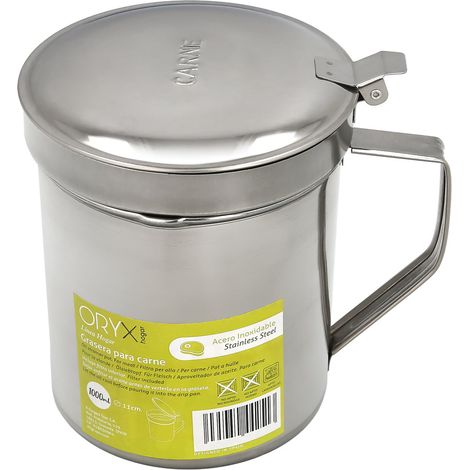 Edelstahl-Tropfschale für Fleisch 1,0 Liter. Mit Sieb und Deckel (1/5)