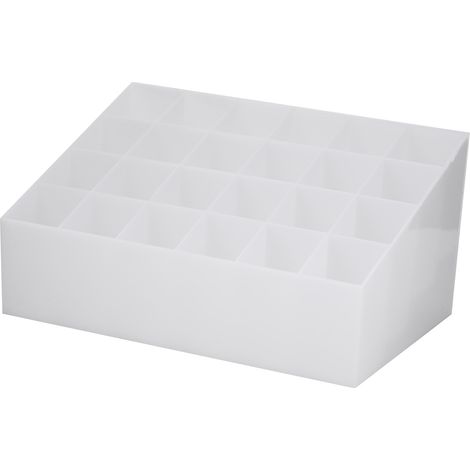 Présentoir à rouge à lèvres à 24 compartiments, organisateur de cosmétiques, boîte de rangement pour maquillage (blanc) (1/4)