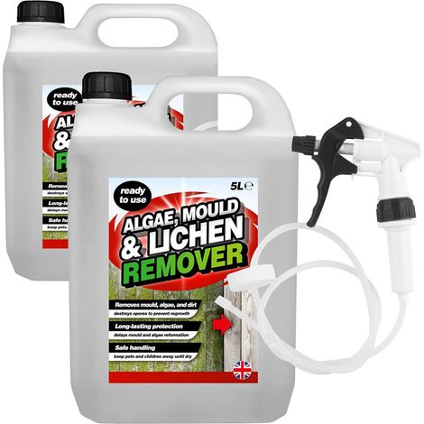 4 x 5L Mould Algae & Lichen Remover Spray With Convenient Long Hose Trigger