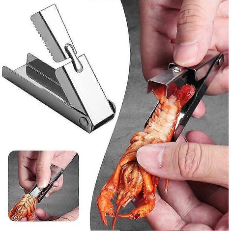 (1 pièce) Écaloir à écrevisses, outil pour retirer la queue des écrevisses, outil portable en acier inoxydable pour décortiquer les écrevisses, décortique facilement les crevettes. (1/4)