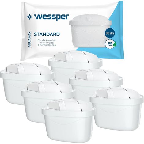Cartouches Filtre à eau pour Carafe, Filtre eau de Remplacement Brita Maxtra +, Filtres à Charbon Actif, Filtres Brita Compatibles pour Carafe, Dafi et Aquaphor - 6 pièces (1/5)