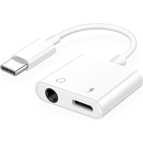 Adaptador USB-C a conector de auriculares de 3,5 mm, cable auxiliar de audio para música y carga rápida (1/4)