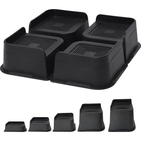 Rehausseur Pieds de Lit 7,6 cm Élévateurs de Meubles Robustes, Jusqu'à 2721,6 Kg Design en Forme de L Blocs de Levage de lit pour Canapé Bureau Canapé (1/5)