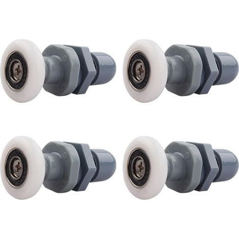 Rodillos para puerta de ducha, juego de 4 rodillos de latón para puertas correderas de ducha, para la sustitución de rieles de puertas de cristal correderas de ducha (19 mm). (1/5)