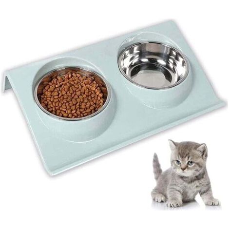 BUNTHAUS PA Set di ciotole per animali domestici, ciotola per cani, ciotola per gatti inclinabile di 15°, doppio litro, adatta per cani di piccola taglia e ciotole per cibo per gatti (verde) (1/4)